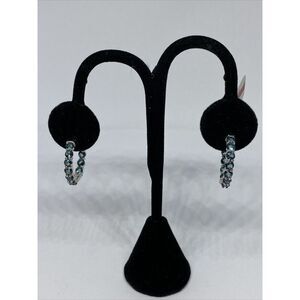 Tiara .925 Sterling Silver Cubic Zirconia SEHHZ417 Hoop Earrings MSRP $165 NM288
